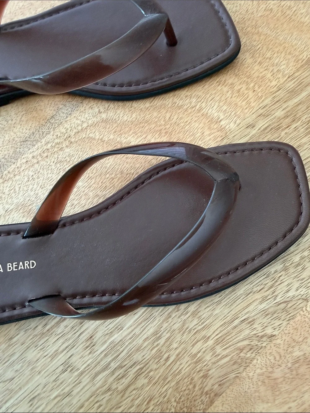 Veronica Beard Dark Brown Leather  and Jelly Flip Flops